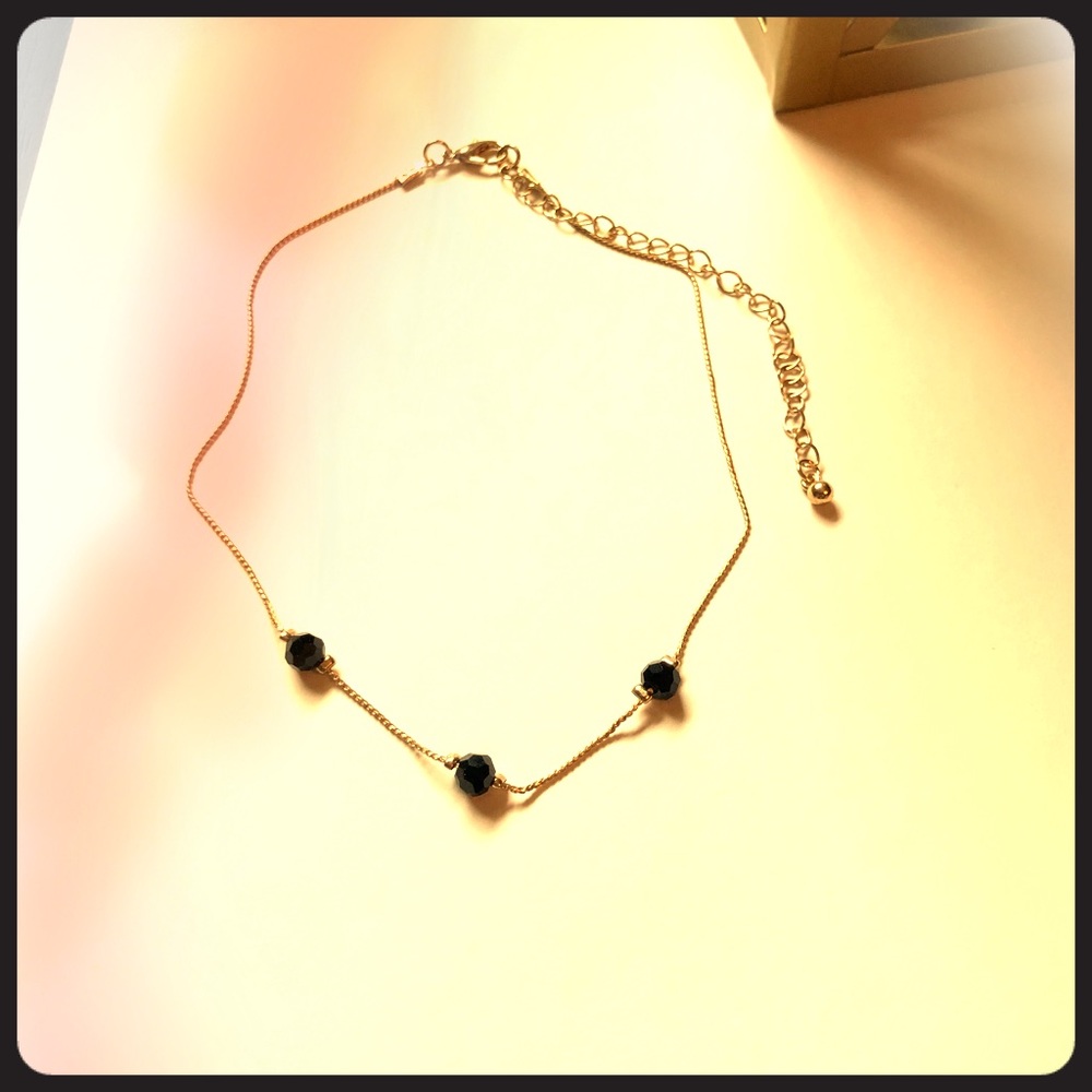 ❗️3/$7 Gold choker with black beads